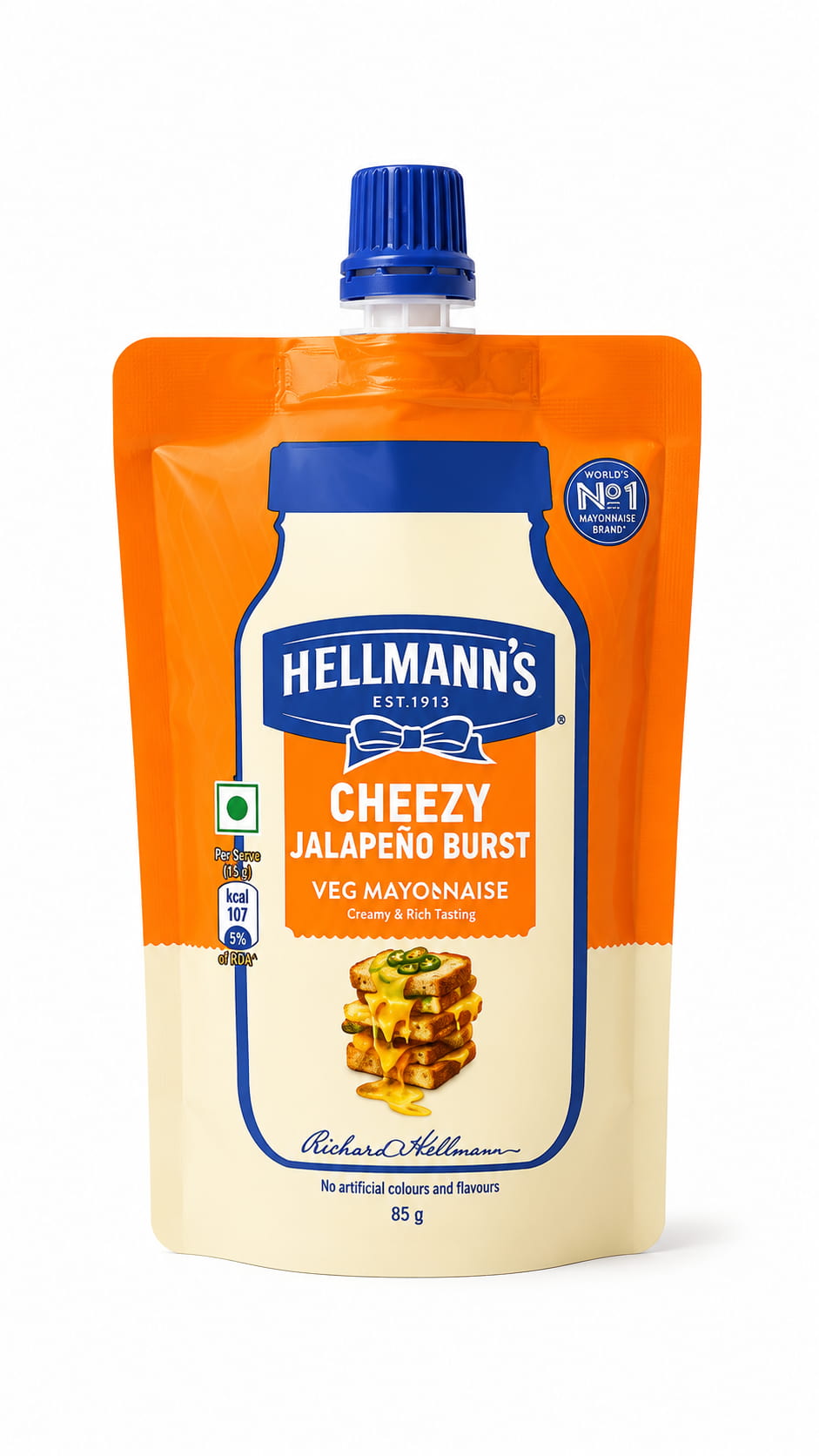 Hellmann’s Cheezy Jalapeño Burst Veg Mayonnaise | Creamy & Spicy Spread (pack of 3)